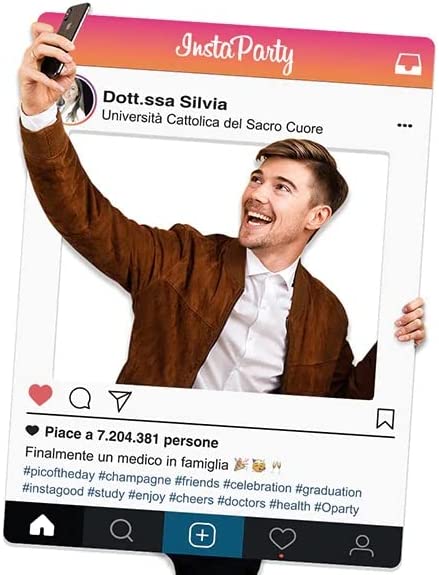 CORNICE SOCIAL PERSONALIZZABILE CON NOMI E DATA - Insta Party - CON STAMPA AD ALTA QUALITÁ