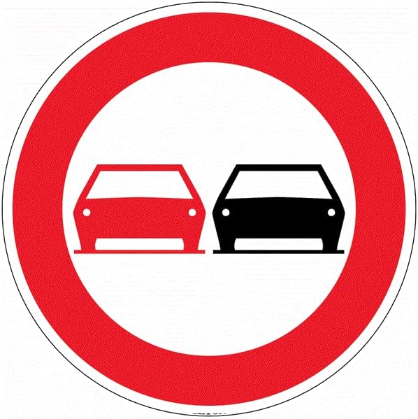 CARTELLO IN LAMIERA SCATOLATA DISCO diametro 60 cm - Divieto di sorpasso - SEGNALE CATARIFRAGENTE