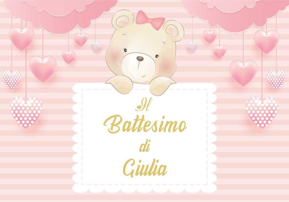 BANNER STRISCIONE BATTESIMO - Orsetta mod.2 - CON IL TUO NOME bimbo