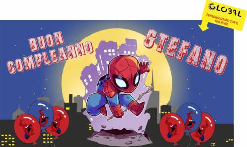 BANNER STRISCIONE compleanno - spiderman - CON IL TUO NOME bimbo bambino
