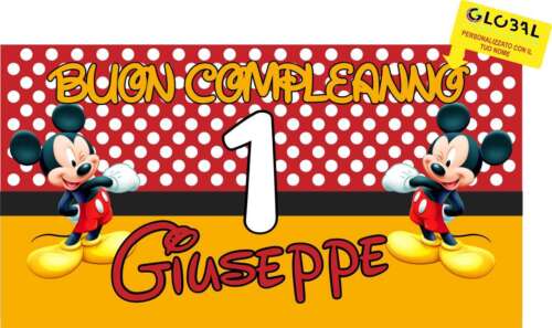 BANNER STRISCIONE compleanno - TOPOLINO - CON NOME E NUMERO bimbo