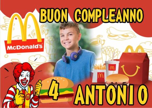 BANNER STRISCIONE compleanno - McDonald’s - CON NOME foto ed età bimbo/a
