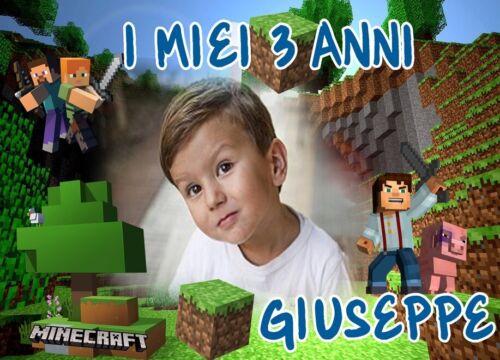BANNER STRISCIONE compleanno - Minecraft - CON NOME foto ed età