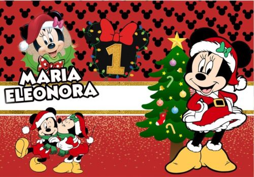 BANNER STRISCIONE compleanno - Minnie Topolina Natale - CON NOME ed età bimbo/a