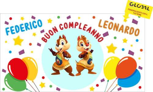 BANNER STRISCIONE compleanno - CIP E CIOP - CON IL TUO NOME bimbo bambino bimba