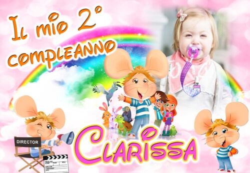 BANNER STRISCIONE compleanno - Topo Gigio Girl - CON NOME foto ed età bimbo/a