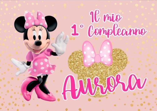 BANNER STRISCIONE compleanno - Minnie Gold - CON NOME ed età bimbo/a