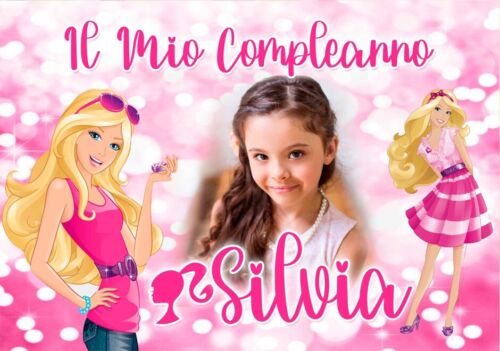 BANNER STRISCIONE compleanno - Barbie - CON NOME foto ed età bimbo/a