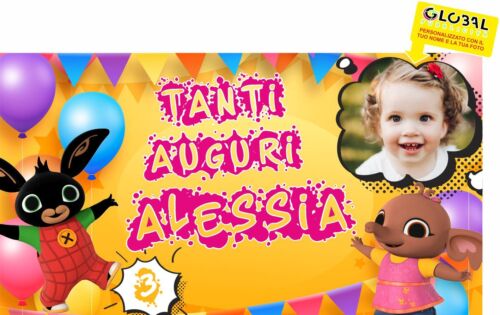 BANNER STRISCIONE compleanno - BING E SULA - CON FOTO NOME E NUMERO bimbo