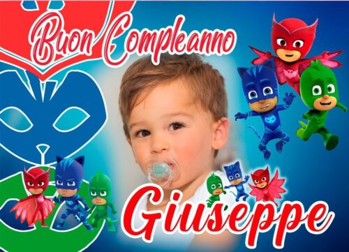 STRISCIONE compleanno - Pj Mask Super Pigiamini - CON NOME foto ed età –  GLOBAL PUBBLICITÀ