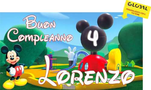 BANNER STRISCIONE compleanno - TOPOLINO m2 - CON NOME ED ETA bimbo bambino bimba