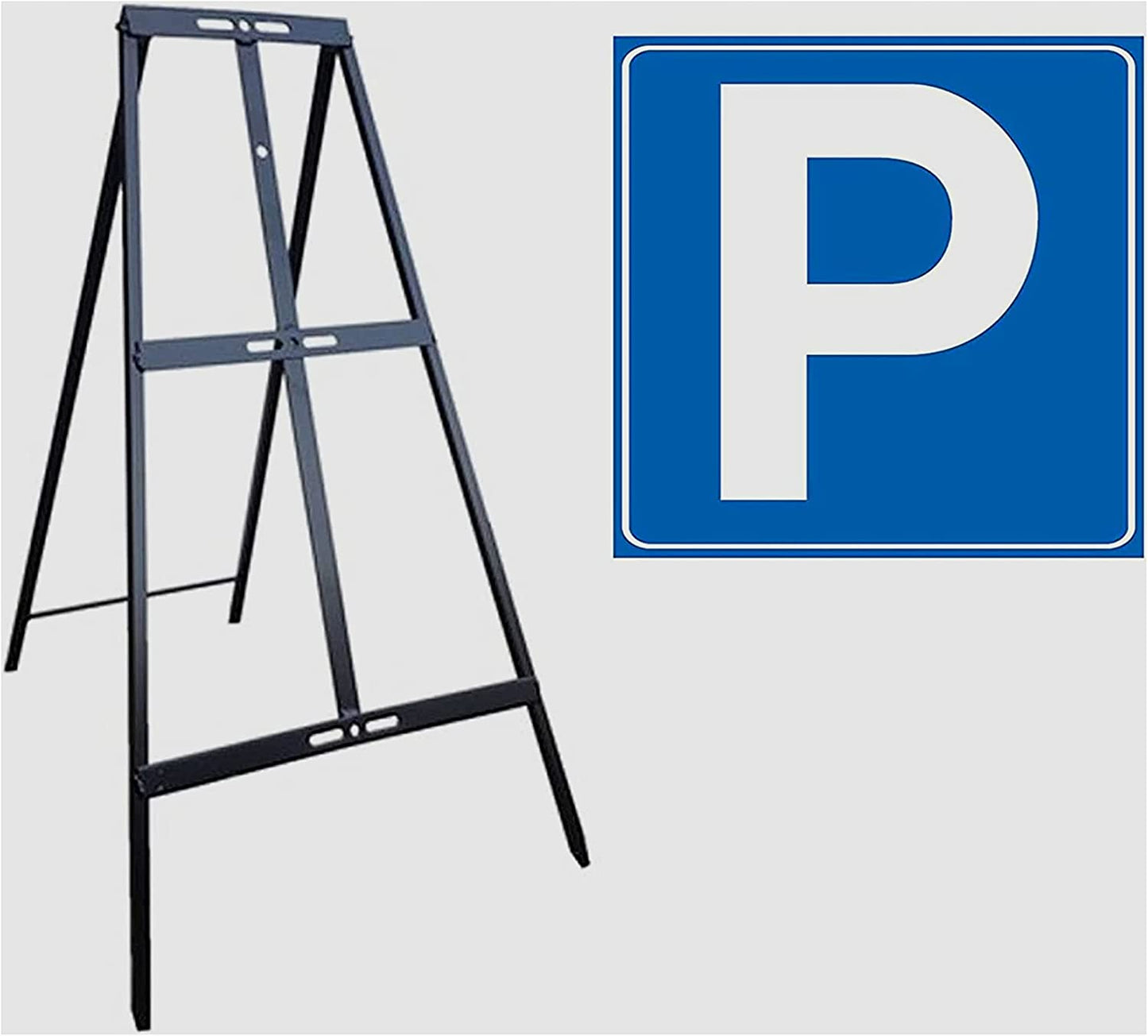 CARTELLO IN LAMIERA SCATOLATA QUADRATO 60X60 cm - P parcheggio - SEGNALE CATARIFRAGENTE