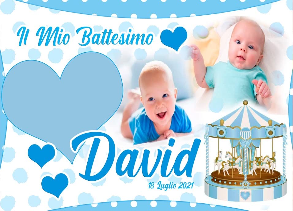 BANNER STRISCIONE BATTESIMO - Carosello mod.2 - CON IL TUO NOME bimbo