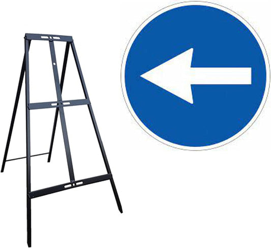 CARTELLO IN LAMIERA SCATOLATA DISCO diametro 60 cm - Preavviso direzione obbligatoria a destra - SEGNALE CATARIFRAGENTE