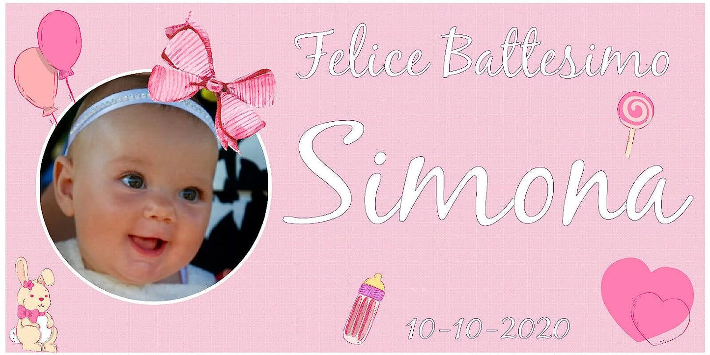 BANNER STRISCIONE BATTESIMO - Felice Battesimo - CON IL TUO NOME bimbo