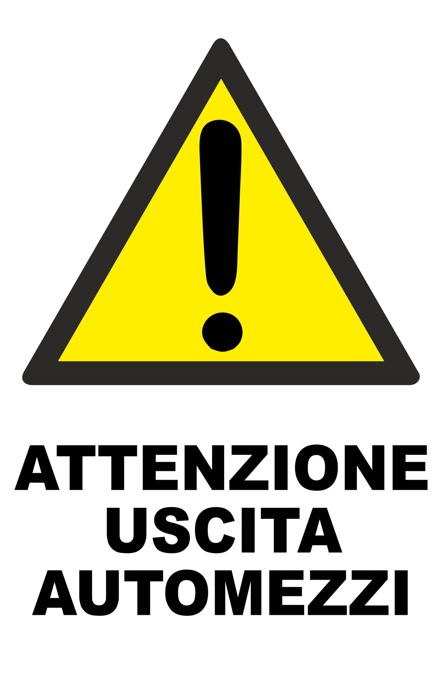 ATTENZIONE USCITA AUTOMEZZI - CARTELLO SEGNALETICO ISO 7010 in Adesivo Resistente, Pannello in Forex, Pannello In Alluminio o in Plexiglas