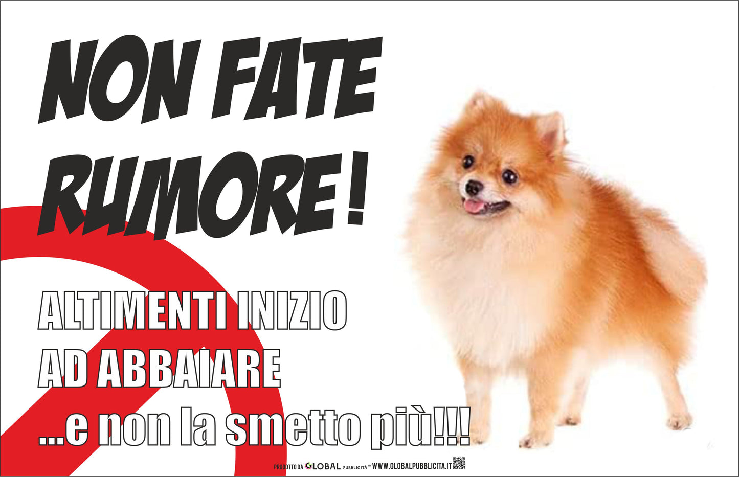 Attenti al cane volpino, NON FATE RUMORE - CARTELLO ATTENTI AL CANE in Adesivo Resistente, Pannello in Forex, Pannello In Alluminio o in Plexiglas