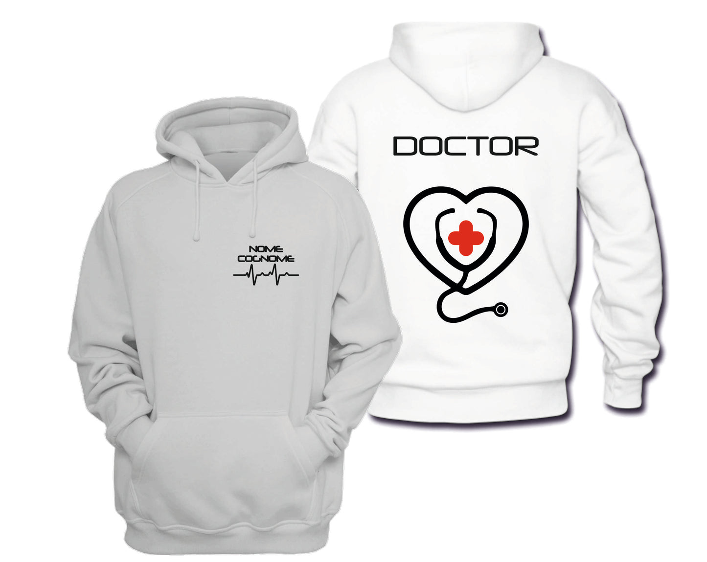 Felpa Girocollo Uomo o Donna Cotone Basic Super vestibilità Top qualità - Doctor - Personalizzata con Nome