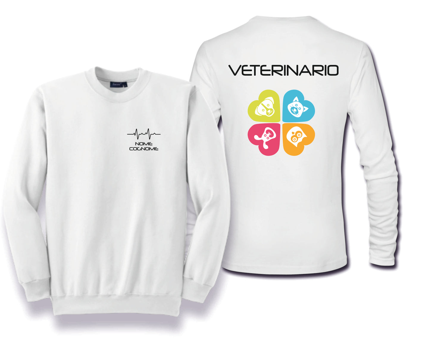 Felpa Girocollo Uomo o Donna Cotone Basic Super vestibilità Top qualità - Veterinario - Personalizzata con Nome