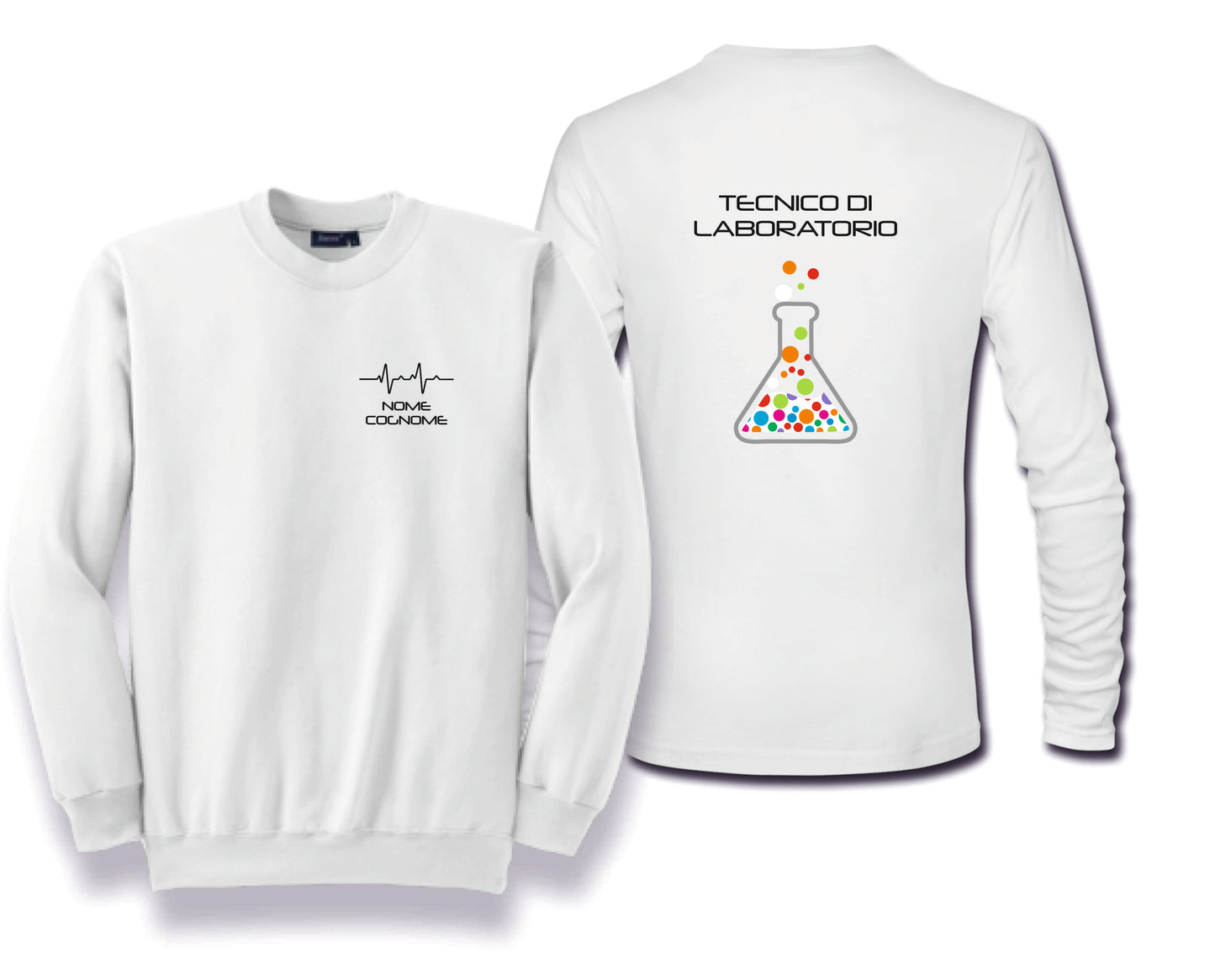 Felpa Girocollo Uomo o Donna Cotone Basic Super vestibilità Top qualità - Tecnico Di Laboratorio - Personalizzata con Nome