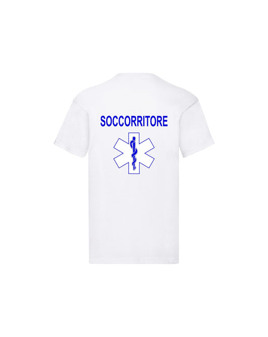 T-Shirt Uomo o Donna Cotone Basic Super vestibilità Top qualità - Ruolo soccorritore Croce Bianca - Personalizzata con Nome