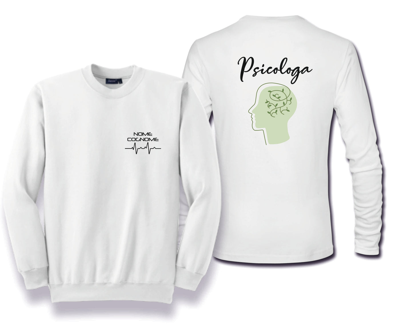 Felpa Girocollo Uomo o Donna Cotone Basic Super vestibilità Top qualità - Psicologa e psicologo - Personalizzata con Nome