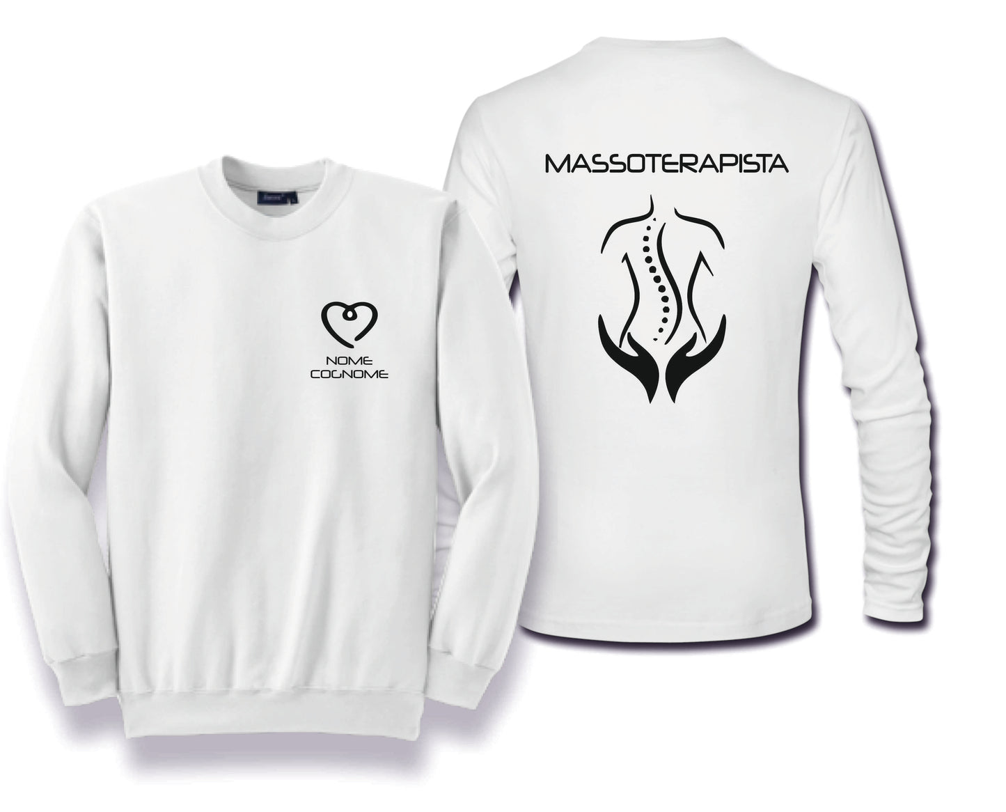 Felpa Girocollo Uomo o Donna Cotone Basic Super vestibilità Top qualità - Massoterapista- Personalizzata con Nome