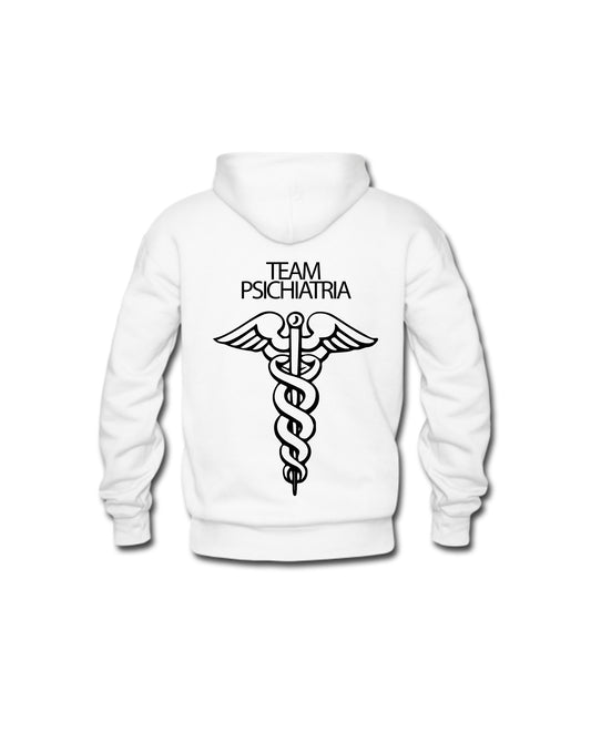 Felpa Cappuccio Uomo o Donna Cotone Basic Super vestibilità Top qualità - Team psichiatria - Personalizzata con Nome