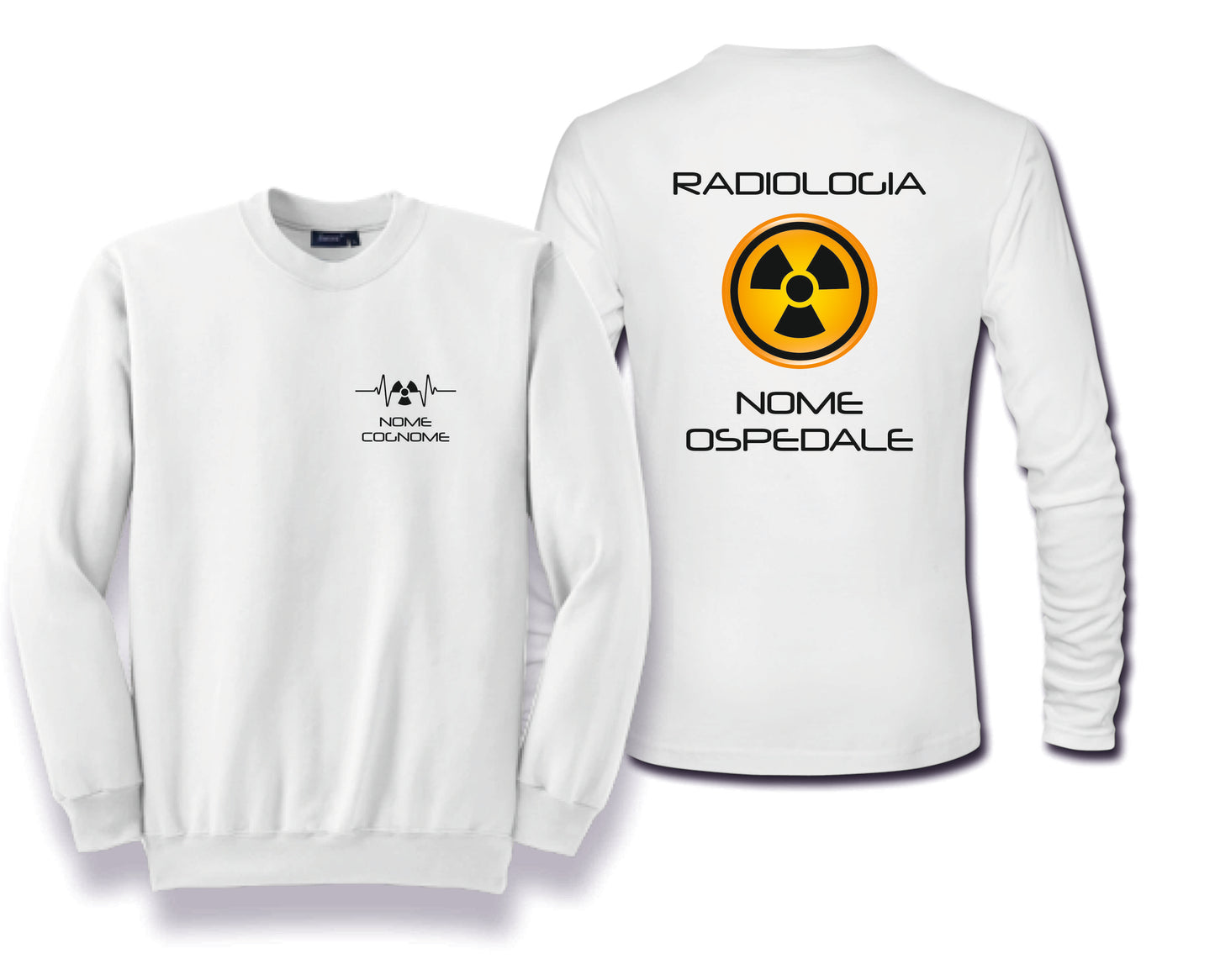 Felpa Girocollo Uomo o Donna Cotone Basic Super vestibilità Top qualità - Radiologia - Personalizzata con Nome