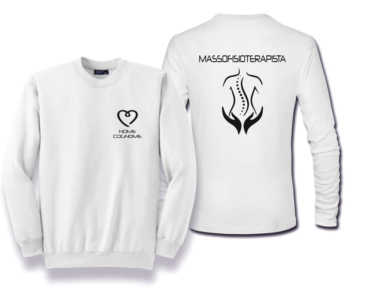Felpa Girocollo Uomo o Donna Cotone Basic Super vestibilità Top qualità - Massofisioterapista - Personalizzata con Nome