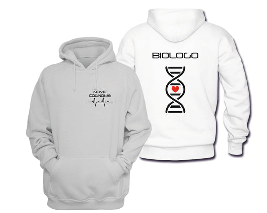 Felpa Cappuccio Uomo o Donna Cotone Basic Super vestibilità Top qualità - Biologo e Biologa Dna - Personalizzata con Nome