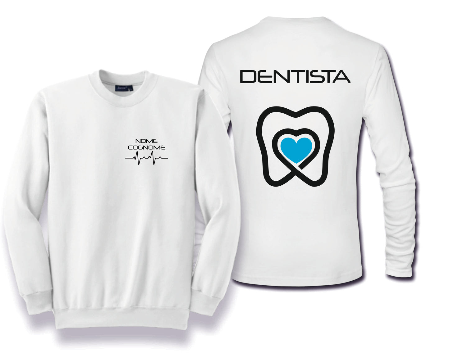 Felpa Girocollo Uomo o Donna Cotone Basic Super vestibilità Top qualità - Dentista - Personalizzata con Nome