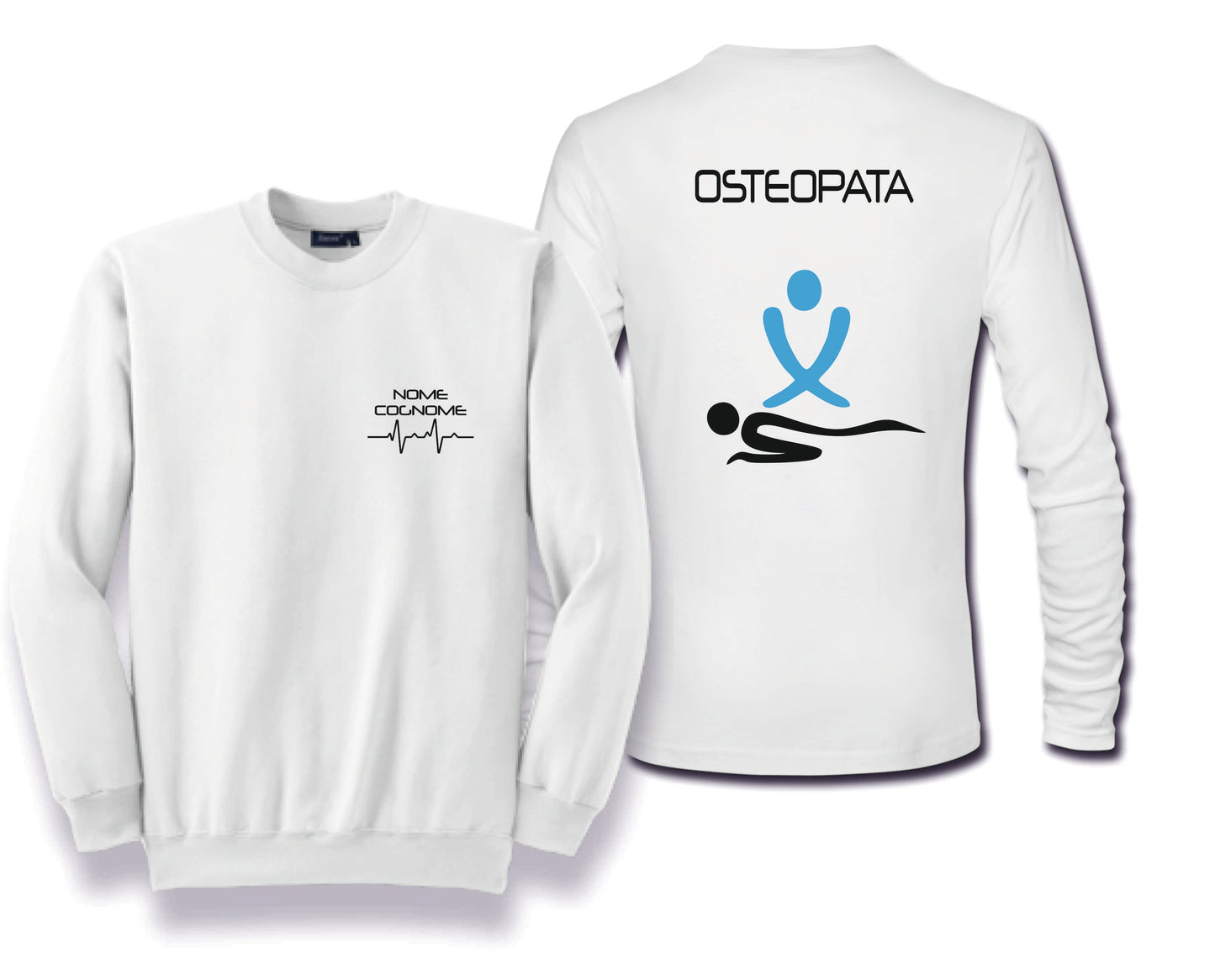 Copia del Felpa Girocollo Uomo o Donna Cotone Basic Super vestibilità Top qualità - Osteopata - Personalizzata con Nome