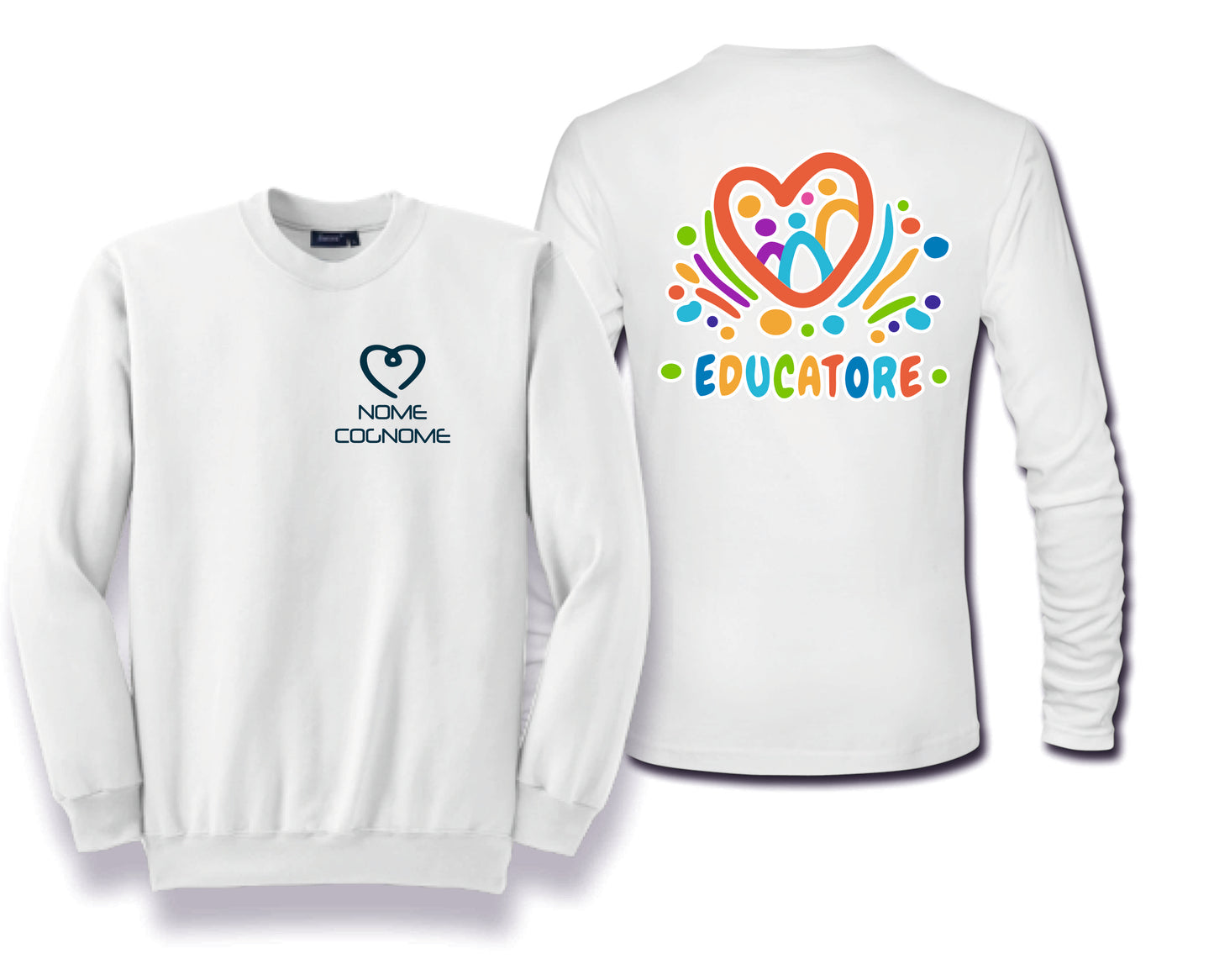 Felpa Girocollo Uomo o Donna Cotone Basic Super vestibilità Top qualità - Educatore - Personalizzata con Nome