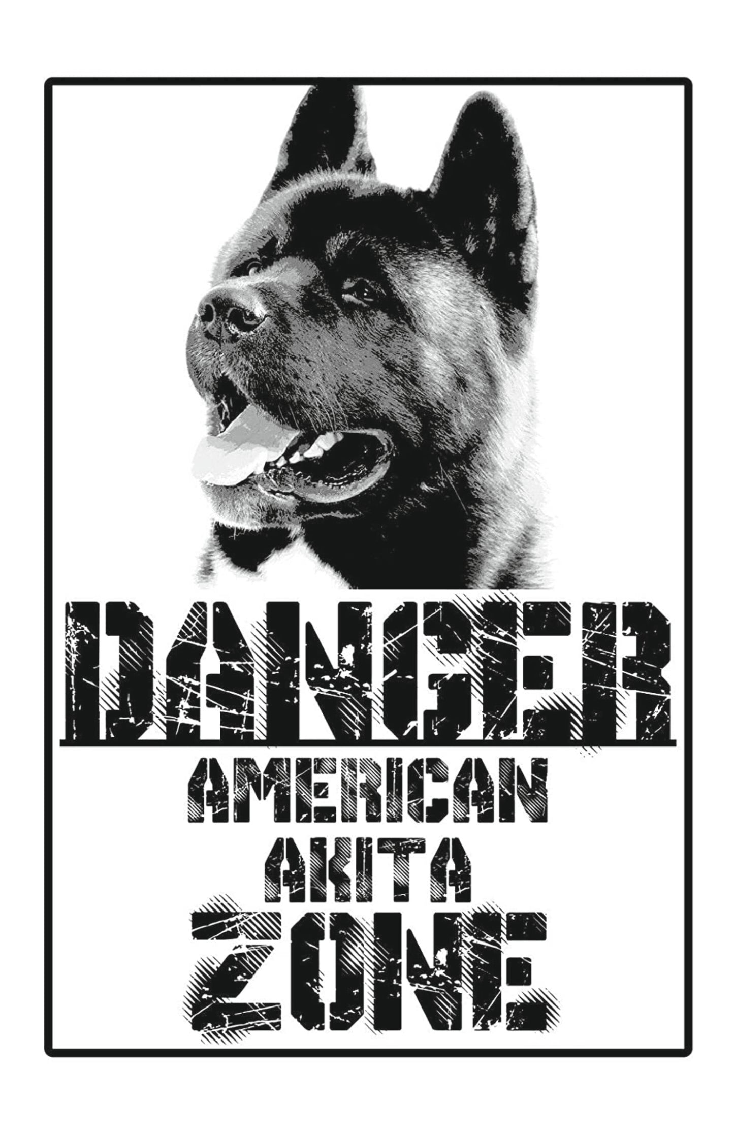 DANGER AMERICAN AKITA ZONE - CARTELLO ATTENTI AL CANE in Adesivo Resistente, Pannello in Forex, Pannello In Alluminio o in Plexiglas
