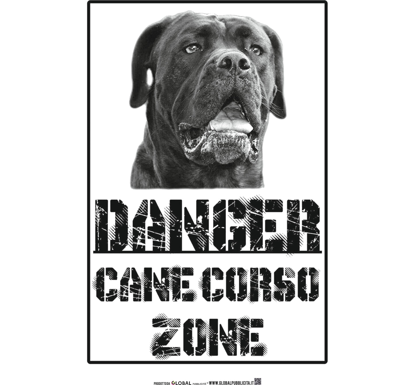 Danger Cane Corso Zone - Attenti al padrone qui l'unico normale sono io - CARTELLO ATTENTI AL CANE in Adesivo Resistente, Pannello in Forex, Pannello In Alluminio o in Plexiglas