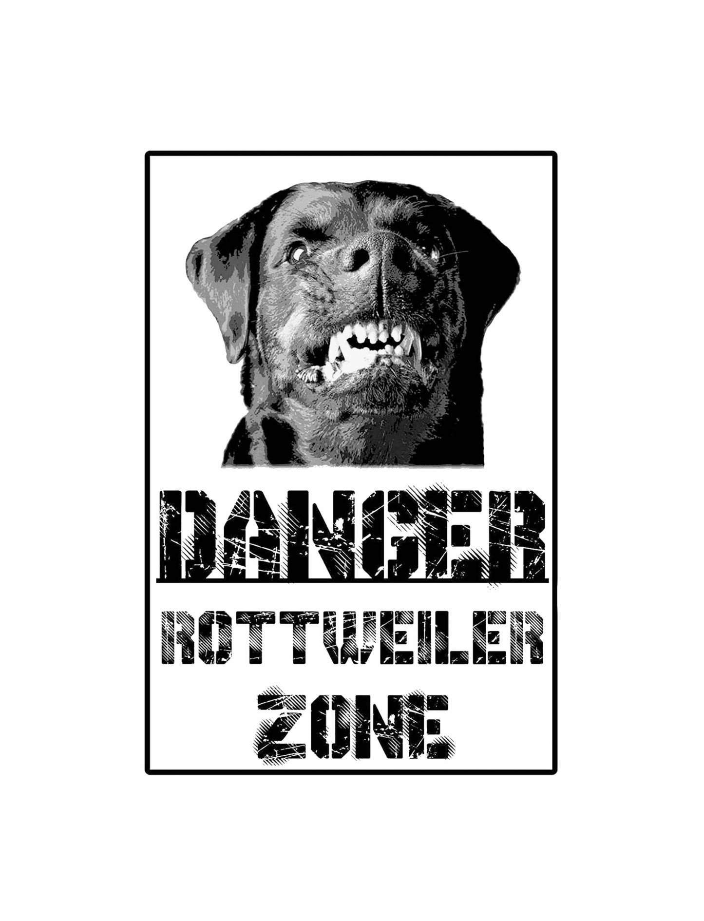 Danger ROTTWEILER Zone - CARTELLO ATTENTI AL CANE in Adesivo Resistente, Pannello in Forex, Pannello In Alluminio o in Plexiglas