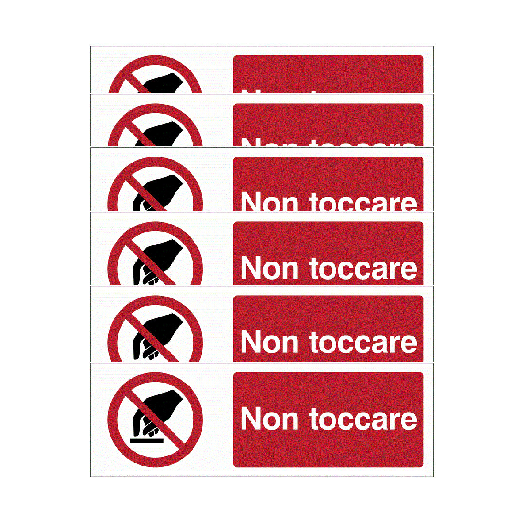 KIT DI 6 ADESIVI UNI - "Non toccare" Pittogramma ISO 7010 Con Stampa Diretta U.V. (IDEALE ANCHE PER ESTERNO)