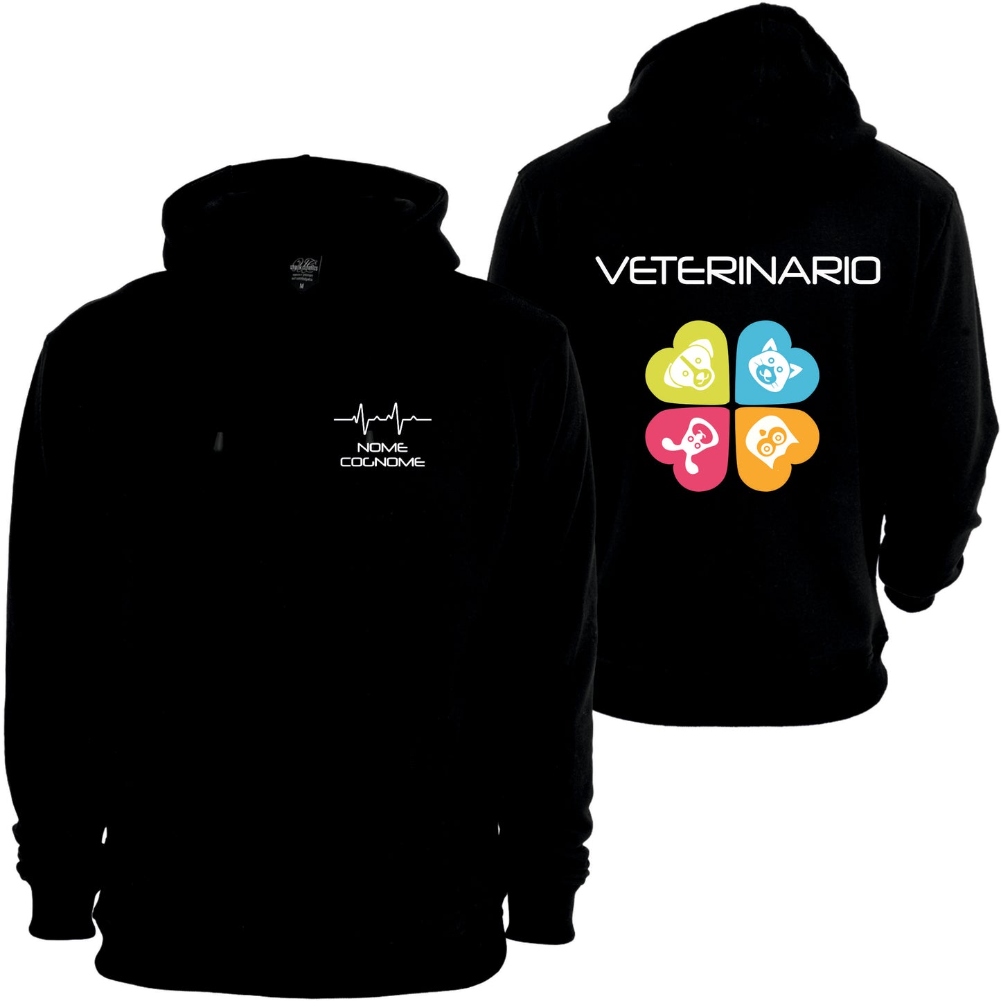 Felpa Cappuccio Uomo o Donna Cotone Basic Super vestibilità Top qualità - Veterinario - Personalizzata con Nome