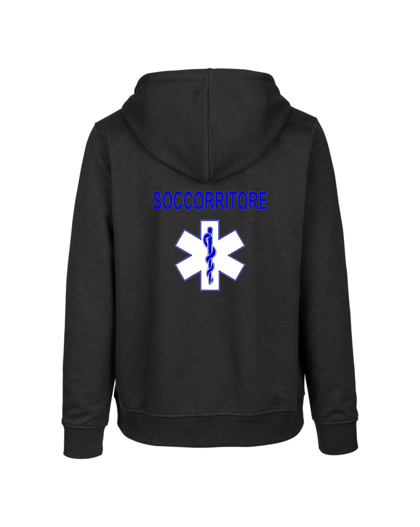 Felpa Cappuccio Uomo o Donna Cotone Basic Super vestibilità Top qualità - Ruolo soccorritore Croce Bianca - Personalizzata con Nome