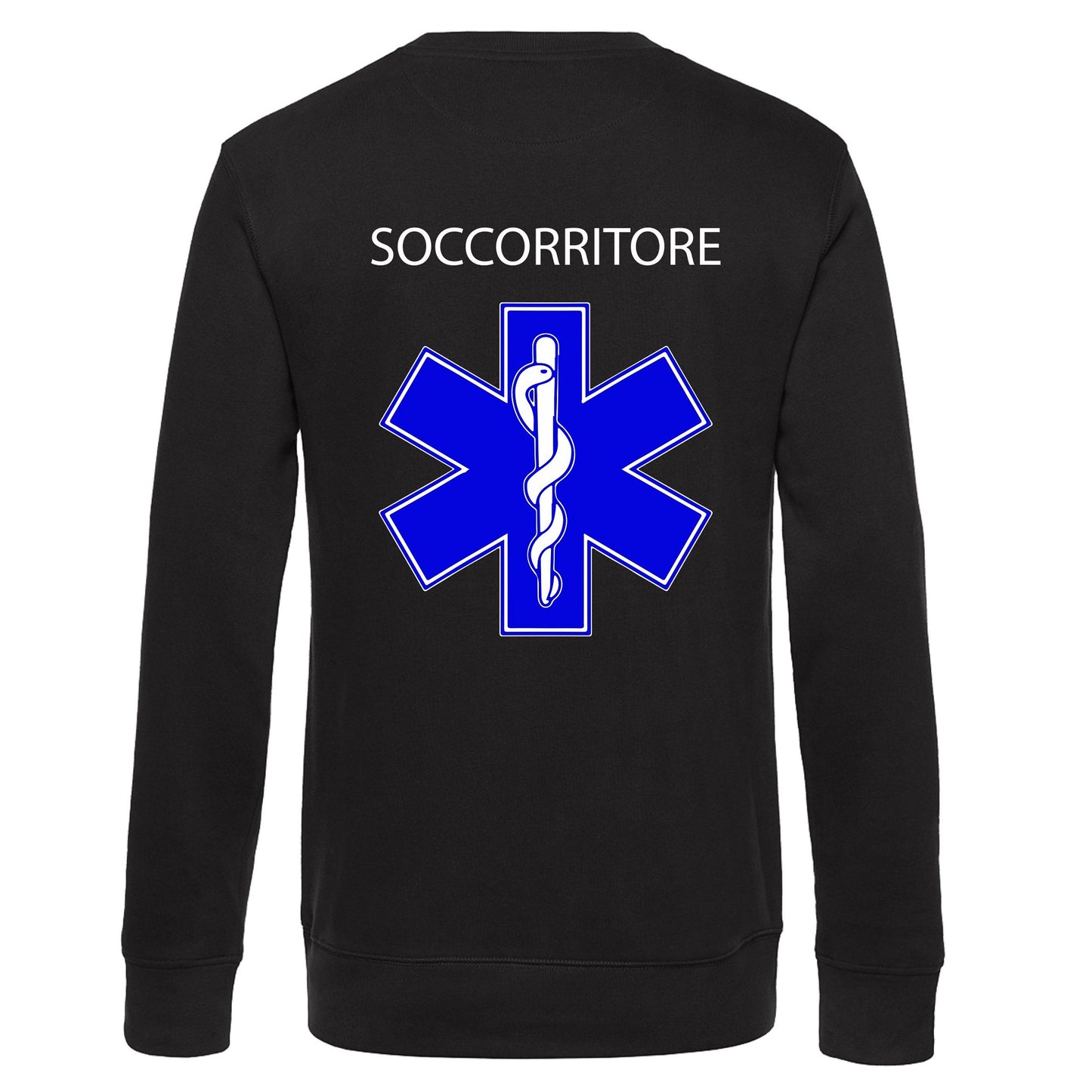 Felpa Girocollo Uomo o Donna Cotone Basic Super vestibilità Top qualità - Ruolo soccorritore Croce Blu - Personalizzata con Nome