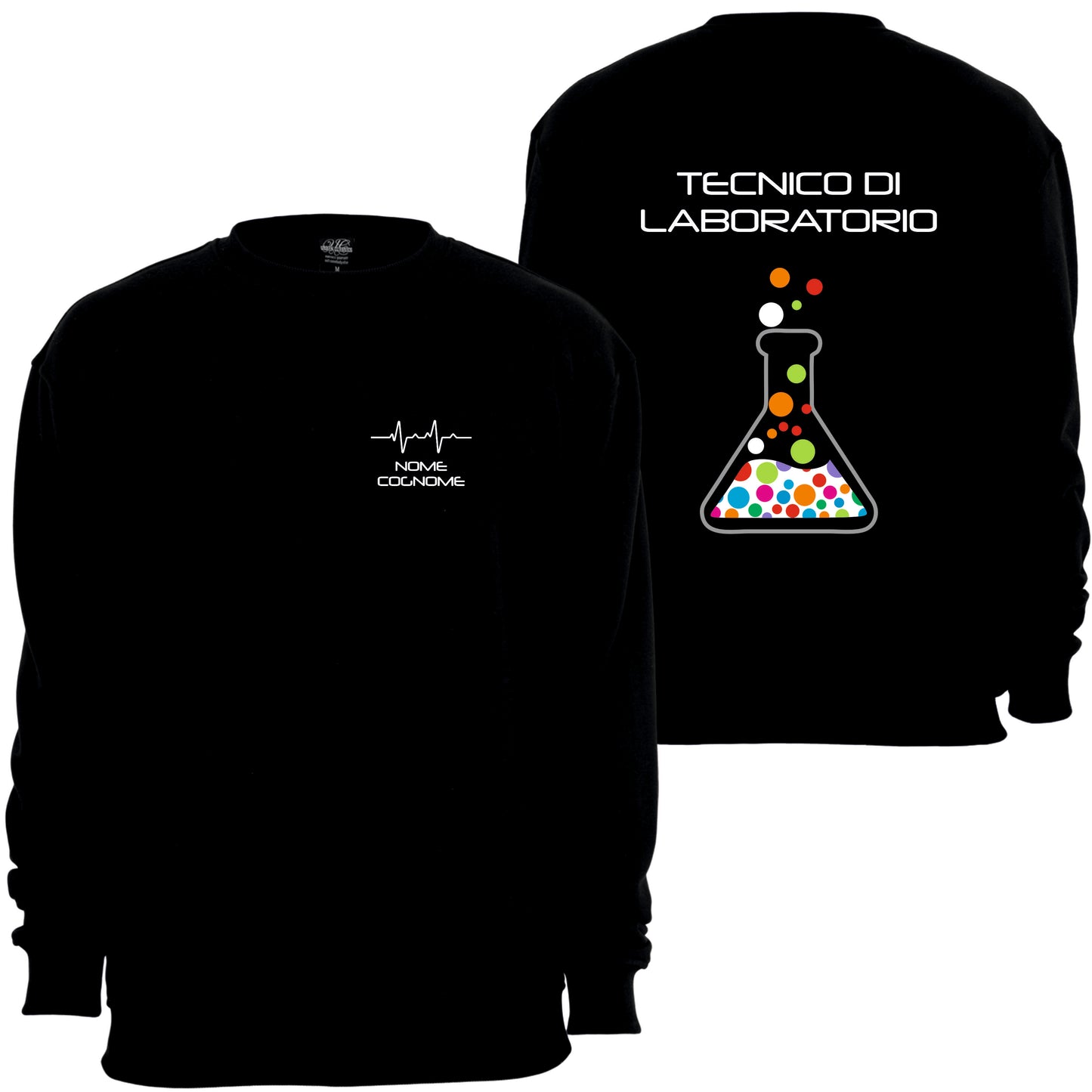 Felpa Girocollo Uomo o Donna Cotone Basic Super vestibilità Top qualità - Tecnico Di Laboratorio - Personalizzata con Nome