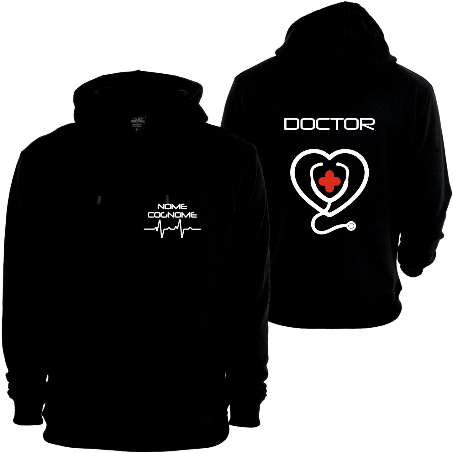 Felpa Girocollo Uomo o Donna Cotone Basic Super vestibilità Top qualità - Doctor - Personalizzata con Nome