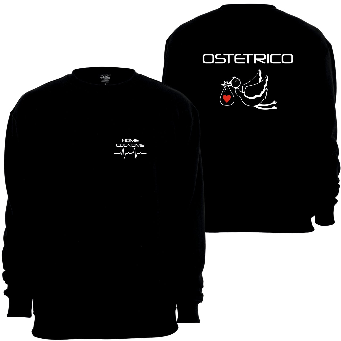Felpa Girocollo Uomo o Donna Cotone Basic Super vestibilità Top qualità - Ostetrica - Personalizzata con Nome