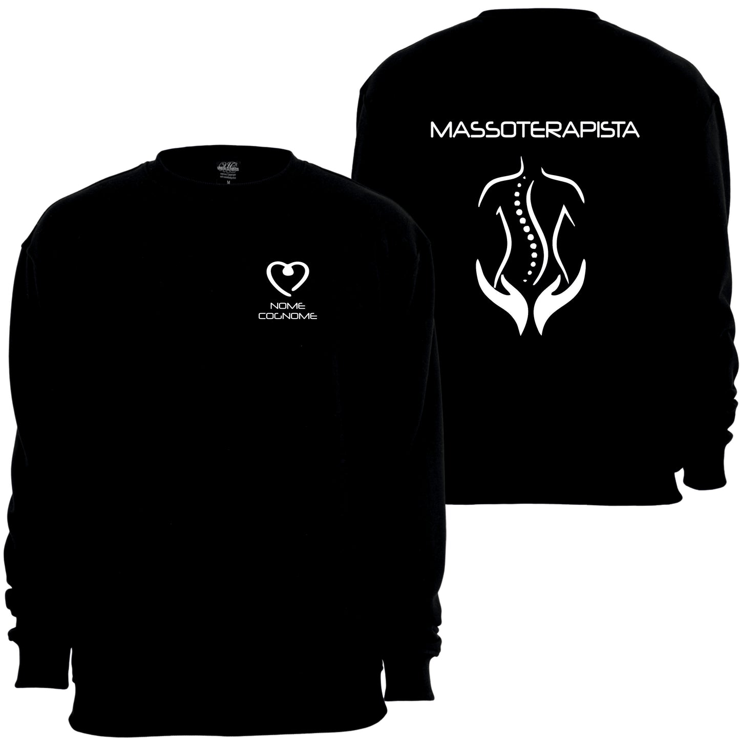 Felpa Girocollo Uomo o Donna Cotone Basic Super vestibilità Top qualità - Massoterapista- Personalizzata con Nome