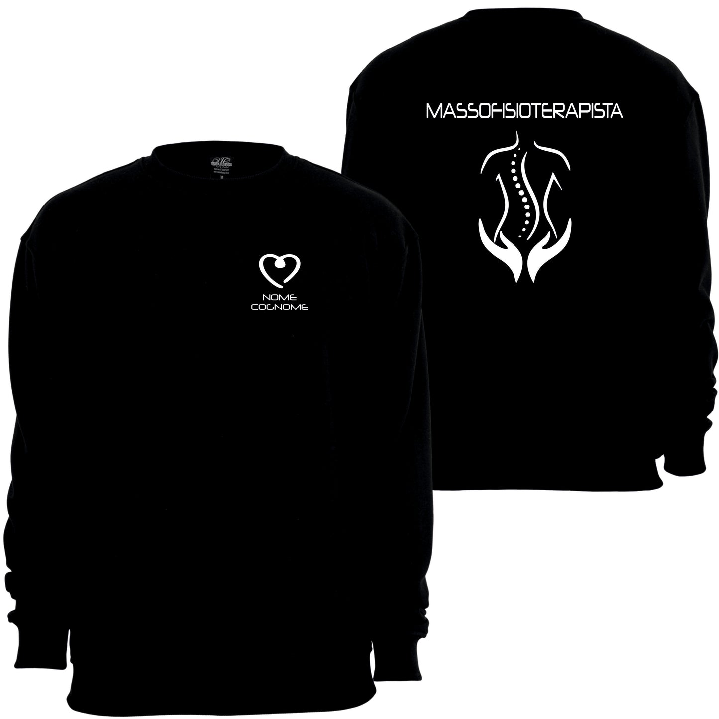 Felpa Girocollo Uomo o Donna Cotone Basic Super vestibilità Top qualità - Massofisioterapista - Personalizzata con Nome