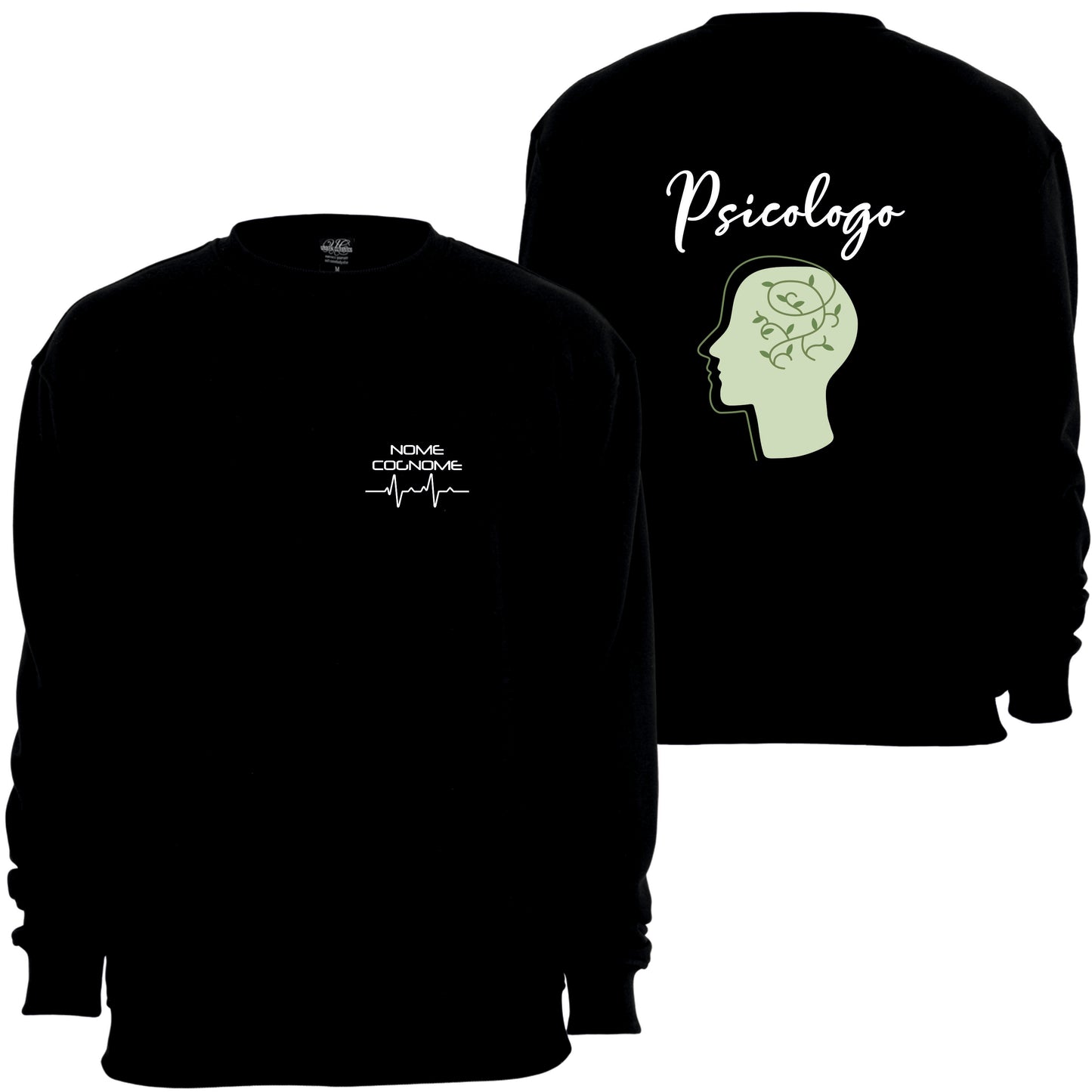 Felpa Girocollo Uomo o Donna Cotone Basic Super vestibilità Top qualità - Psicologa e psicologo - Personalizzata con Nome