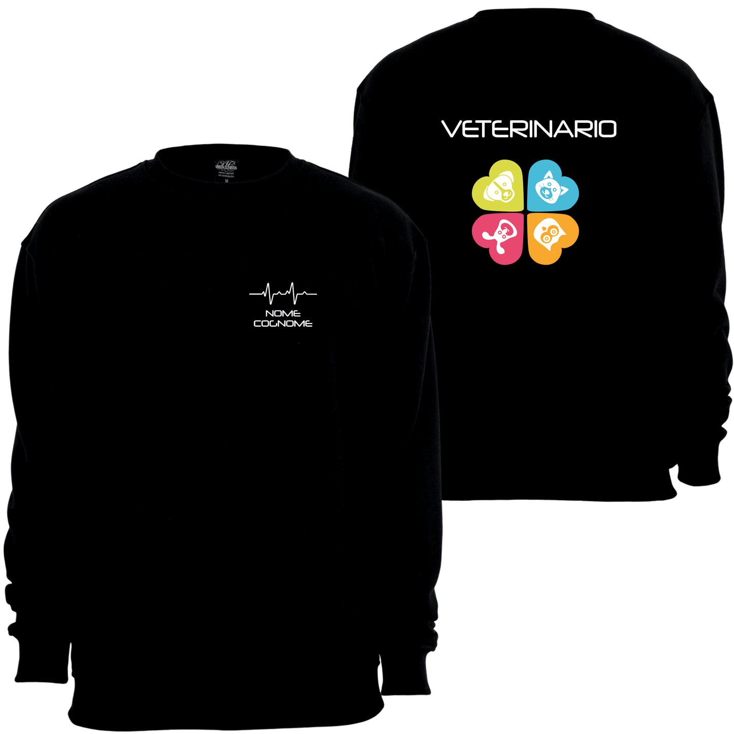 Felpa Girocollo Uomo o Donna Cotone Basic Super vestibilità Top qualità - Veterinario - Personalizzata con Nome