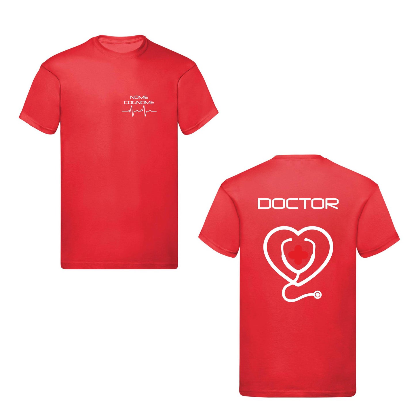 T-Shirt Uomo o Donna Cotone Basic Super vestibilità Top qualità - Doctor - Personalizzata con Nome