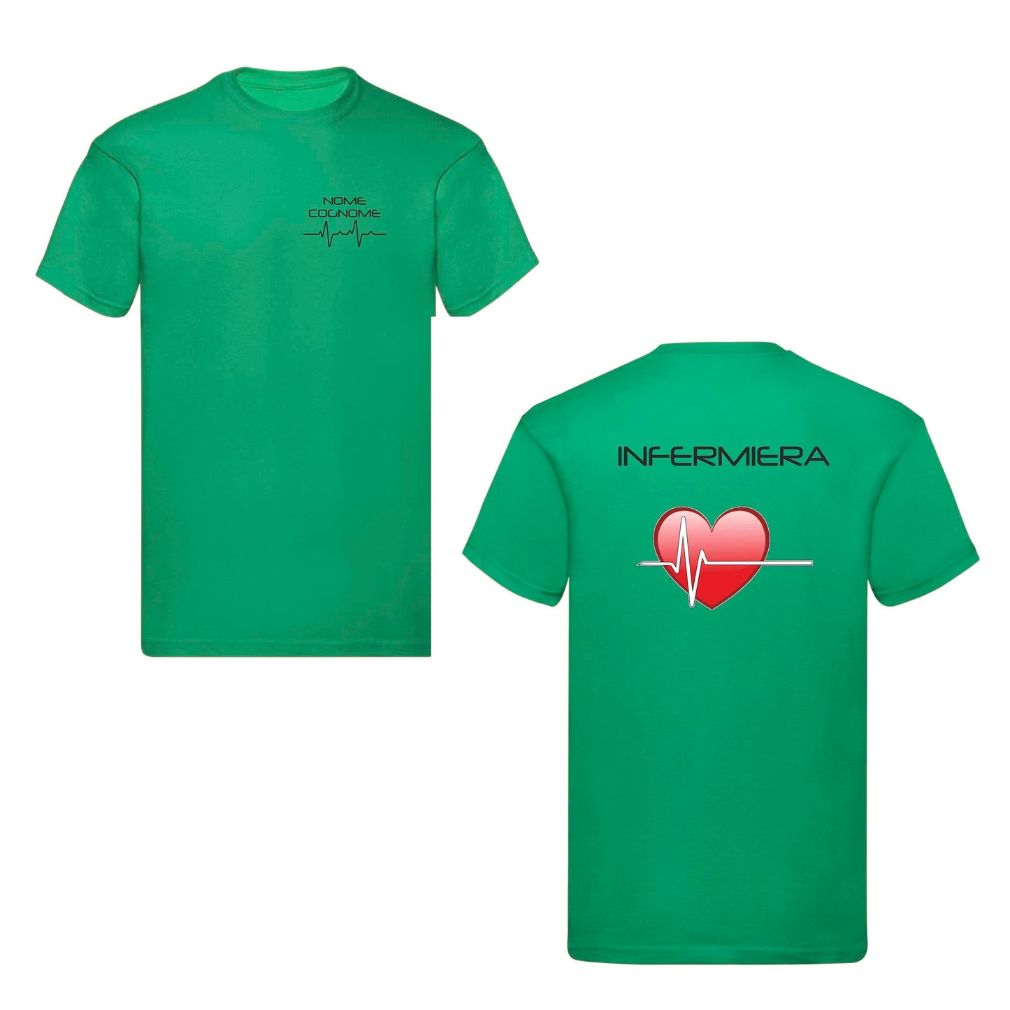 T-Shirt Uomo o Donna Cotone Basic Super vestibilità Top qualità - Infermiere Cuore Rosso - Personalizzata con Nome